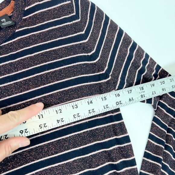 Scotch & Soda Sweater Women's Small Striped Lurex Black & Purple Knit Pullover - Picture 6 of 9